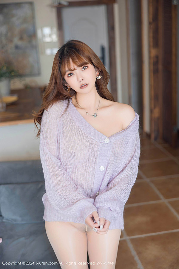 秀人女神张思允针织上衣肉丝两点诱人